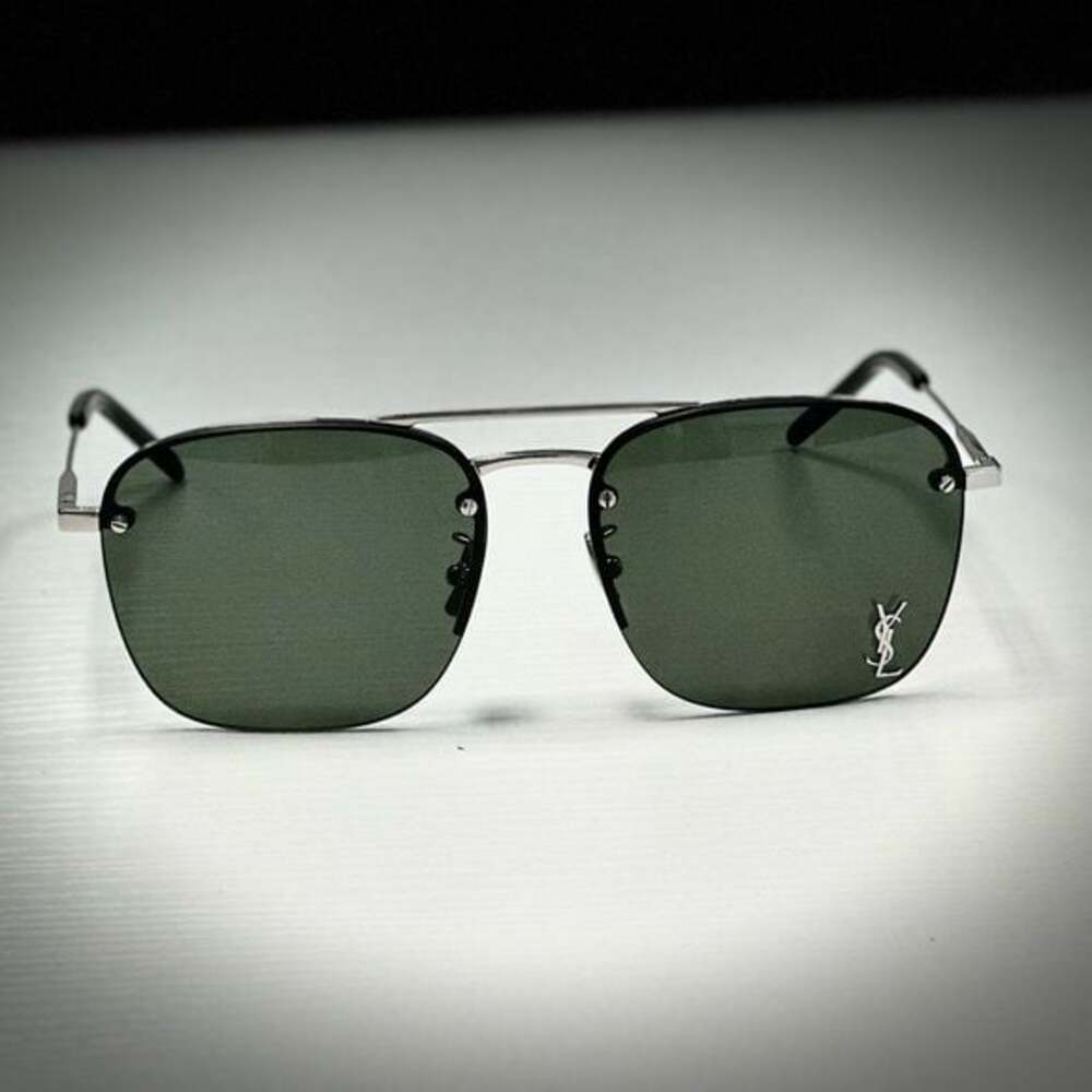 YSL Silver and Green Sunglasses